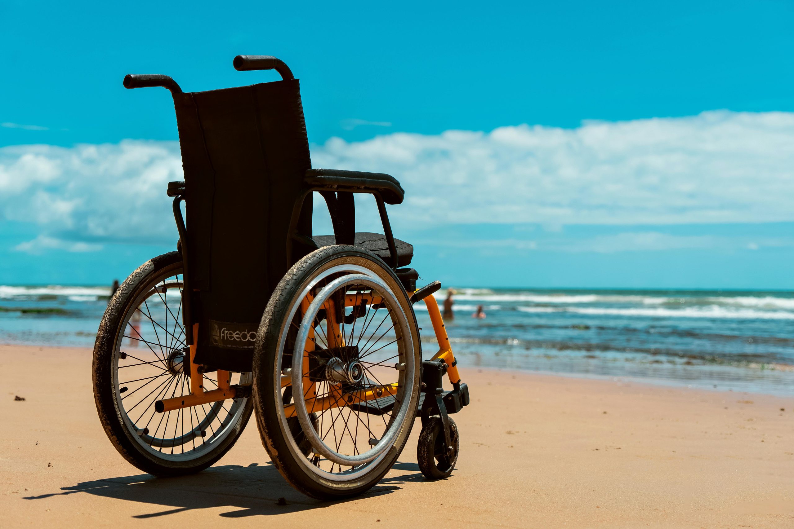 Empty wheelchair overlooking Sandy Beach